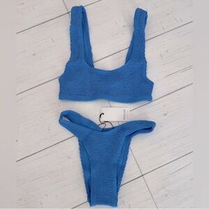 New Bond-Eye Swim Bikini Set Malibu Top and Scene Bikini Bottom Ribbed OS NWT